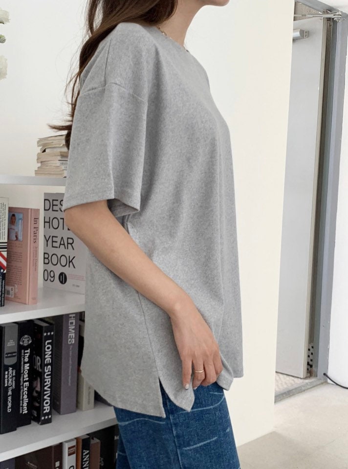 Fleece Cotton Oversized T-Shirts – White, Gray, Black
