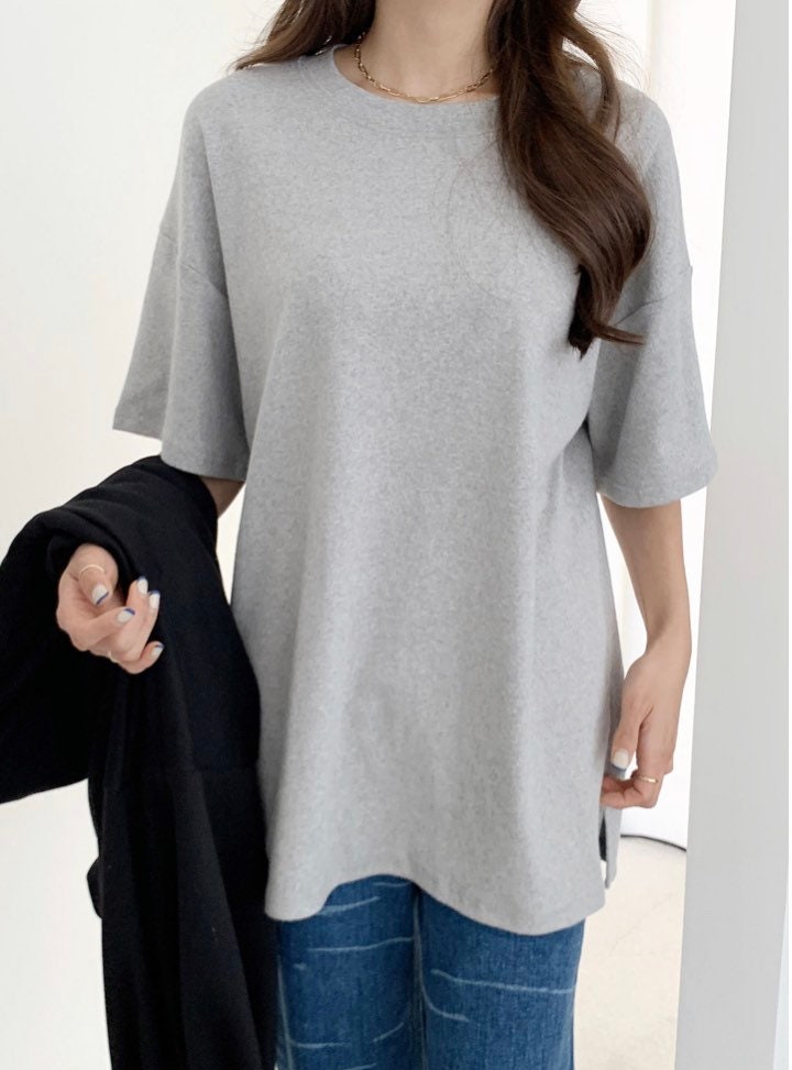 Fleece Cotton Oversized T-Shirts – White, Gray, Black