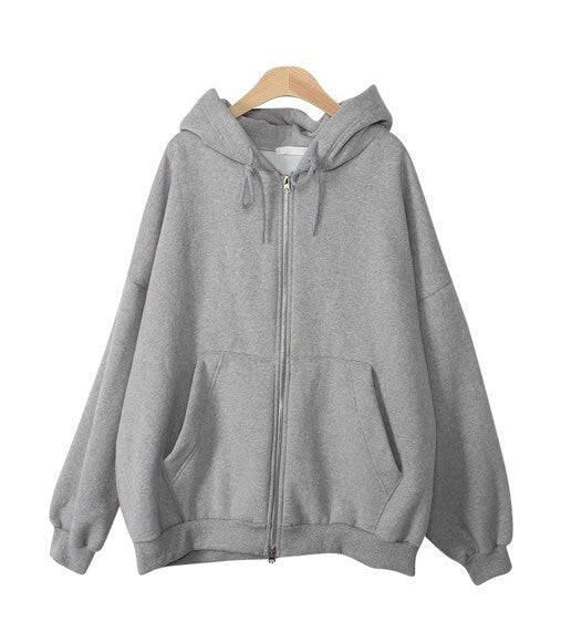 Women’s Overfit Basic Hoodie Full Zipup Fleece Jacket