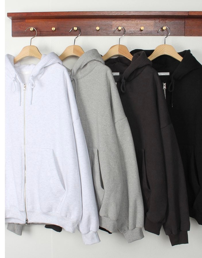 Women’s Overfit Basic Hoodie Full Zipup Fleece Jacket