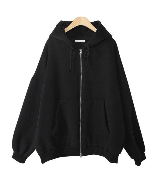 Women’s Overfit Basic Hoodie Full Zipup Fleece Jacket
