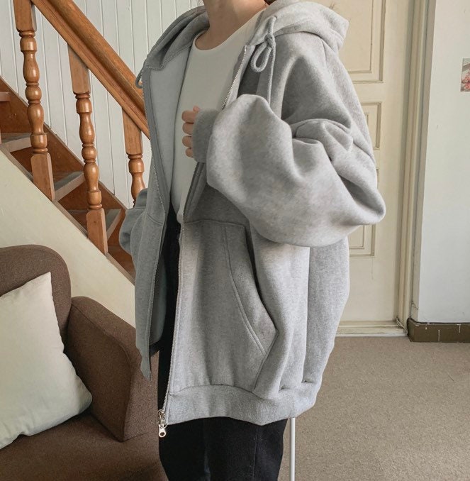 Women’s Overfit Basic Hoodie Full Zipup Fleece Jacket