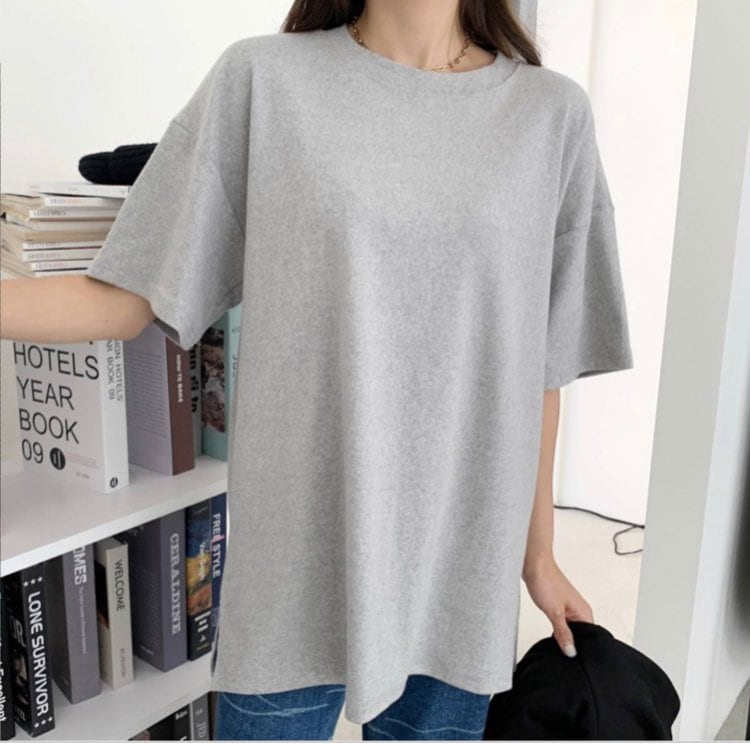 Fleece Cotton Oversized T-Shirts – White, Gray, Black