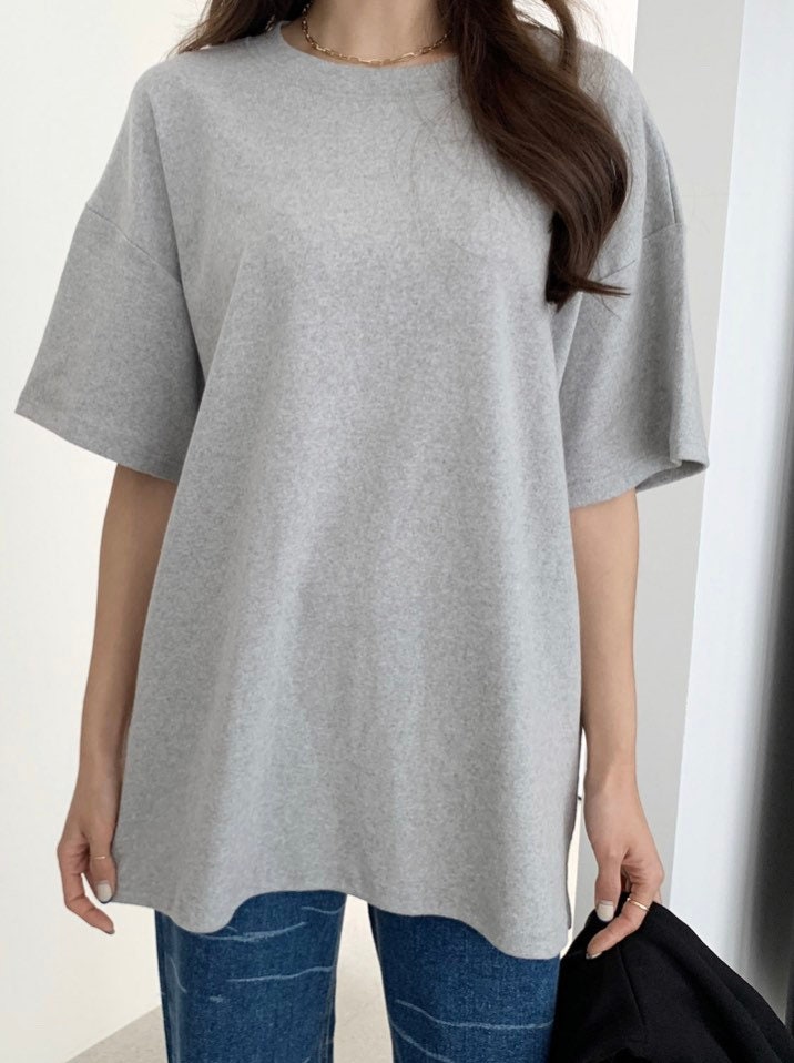 Fleece Cotton Oversized T-Shirts – White, Gray, Black