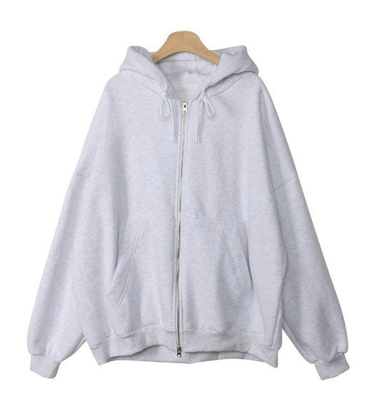 Women’s Overfit Basic Hoodie Full Zipup Fleece Jacket