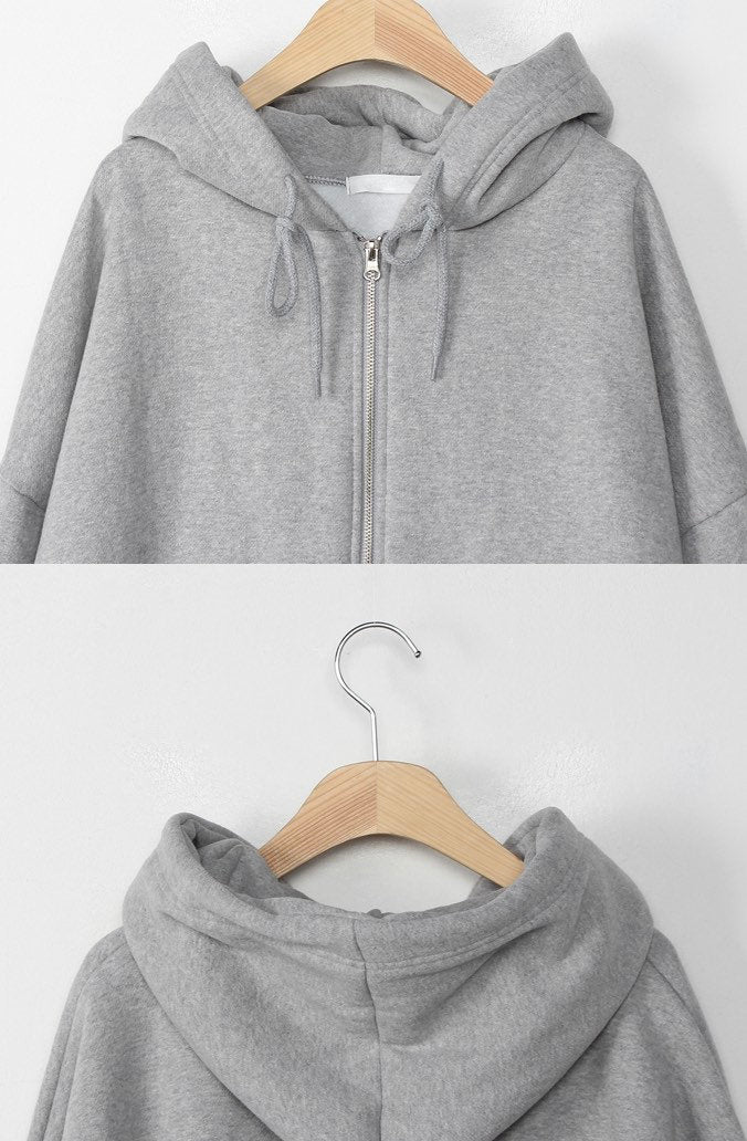 Women’s Overfit Basic Hoodie Full Zipup Fleece Jacket