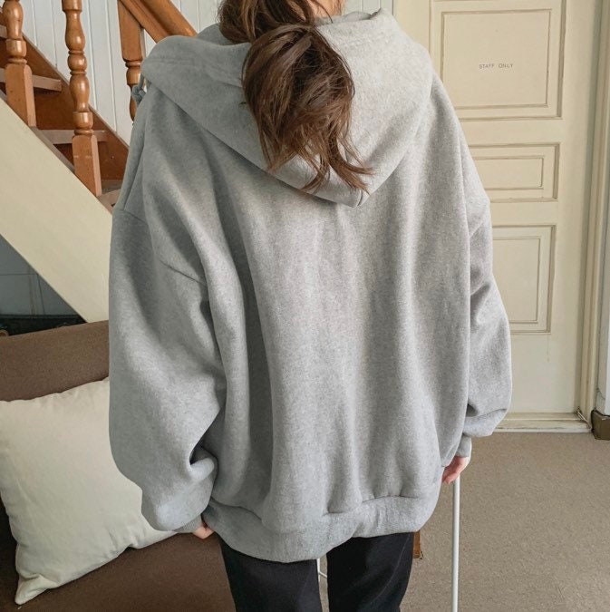Women’s Overfit Basic Hoodie Full Zipup Fleece Jacket