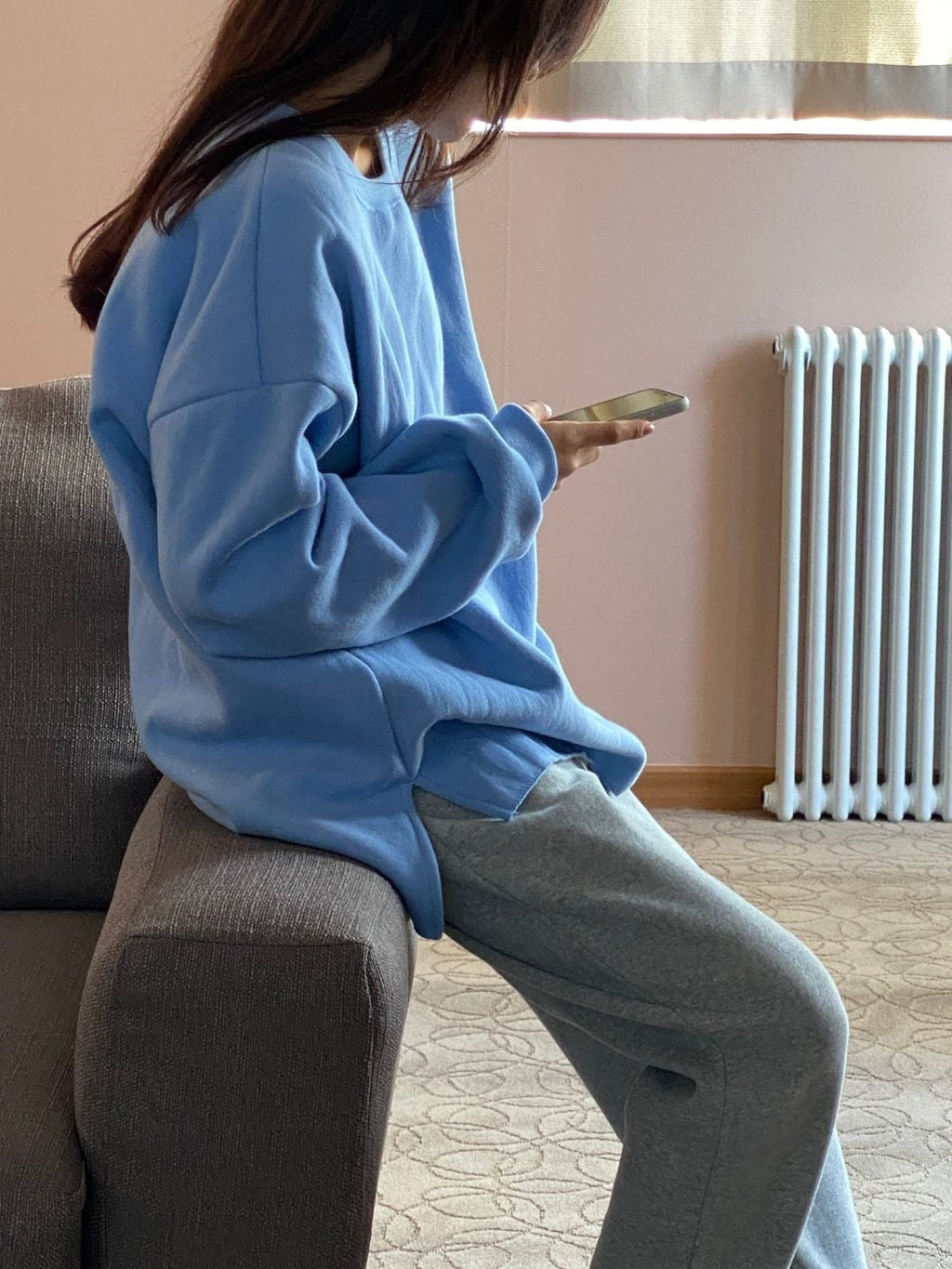 Oversized Fleece Sweatshirt | Thick Cotton Pullover, Korean Made Loungewear