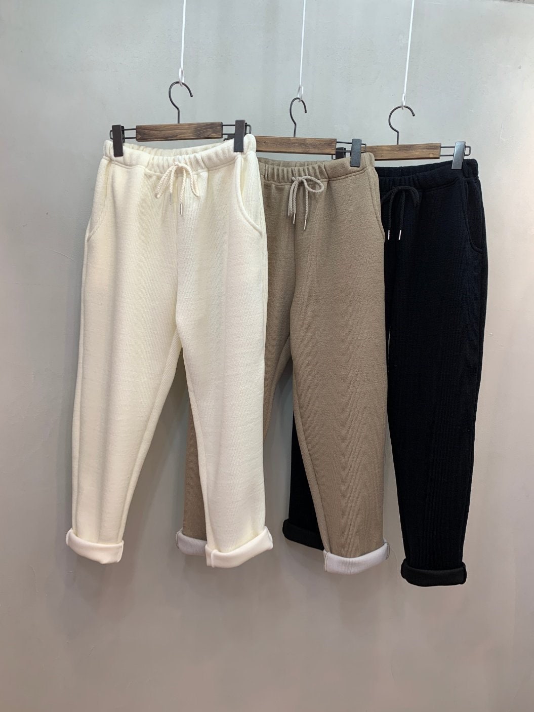 Ribbed Knit Loungewear Set: Mock Neck Top and Tapered Pants; Two Pieces Set