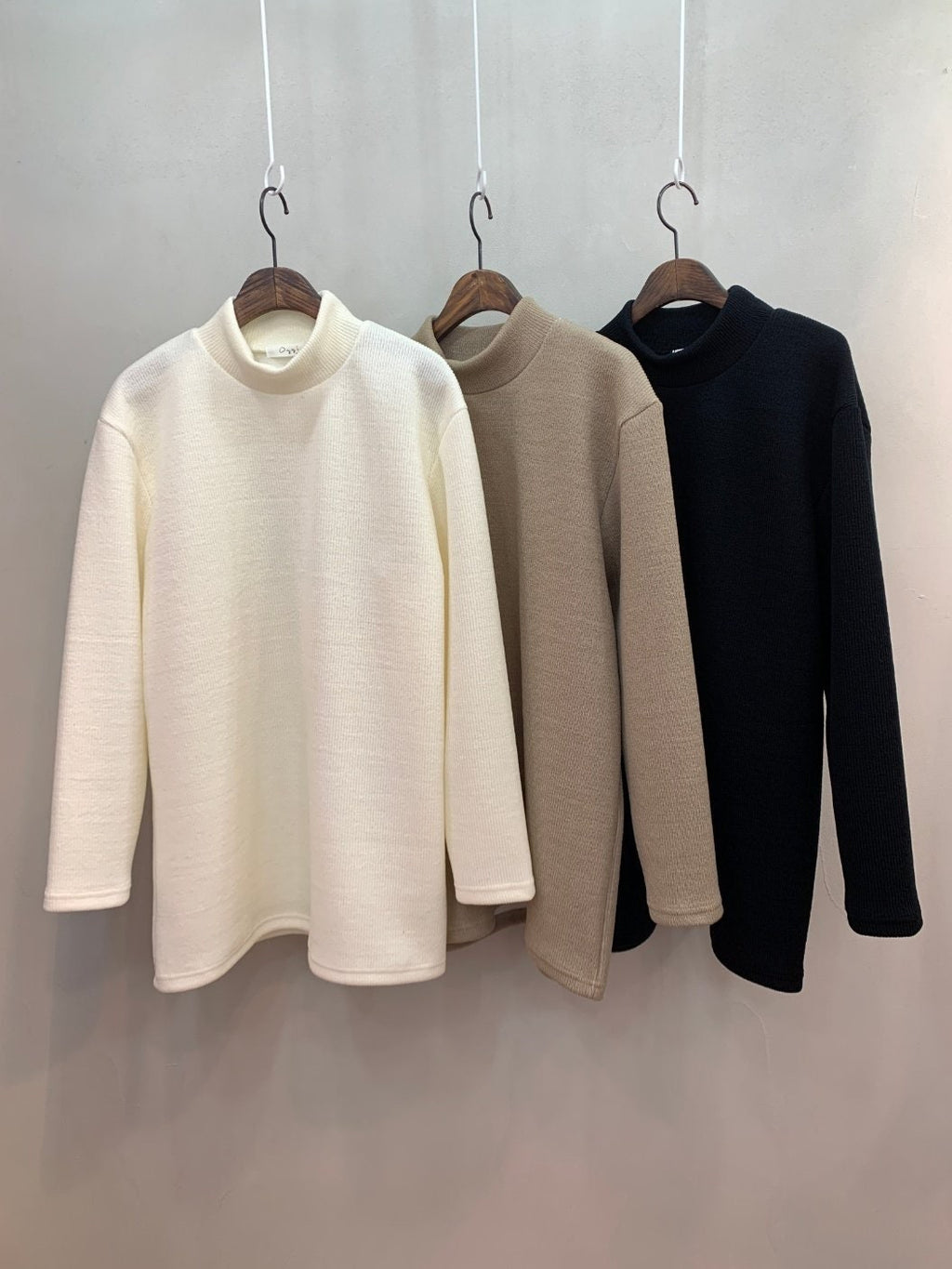 Ribbed Knit Loungewear Set: Mock Neck Top and Tapered Pants; Two Pieces Set