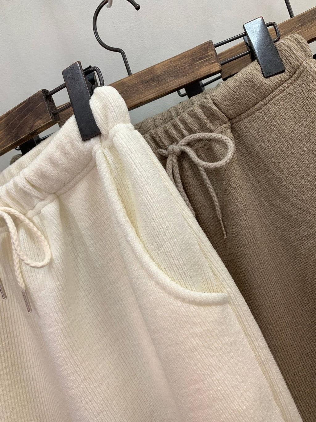 Ribbed Knit Loungewear Set: Mock Neck Top and Tapered Pants; Two Pieces Set