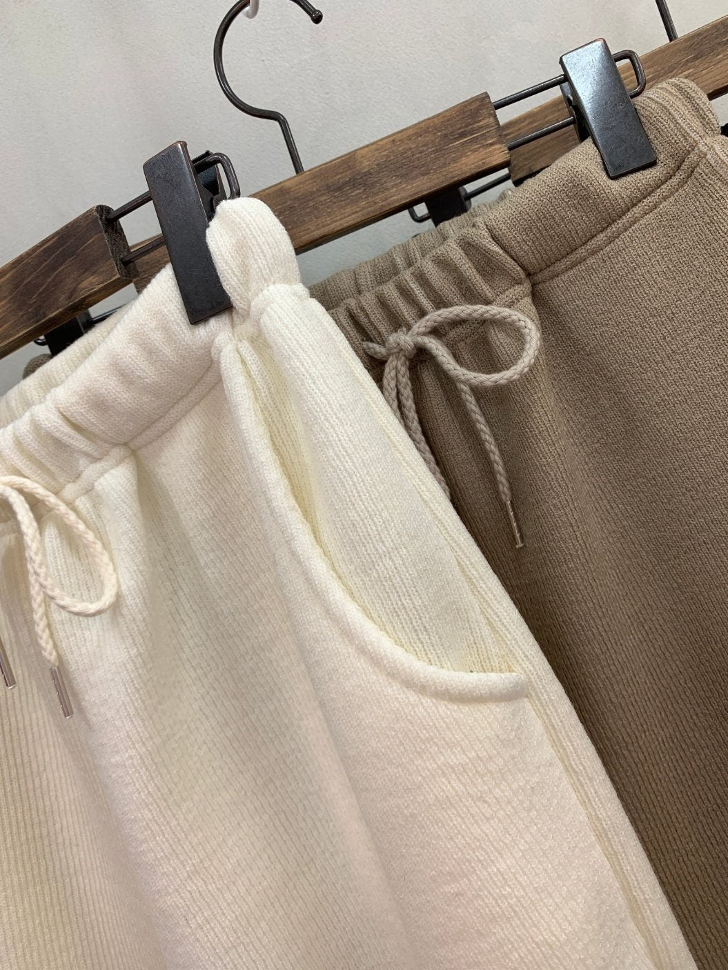 Ribbed Knit Loungewear Set: Mock Neck Top and Tapered Pants; Two Pieces Set
