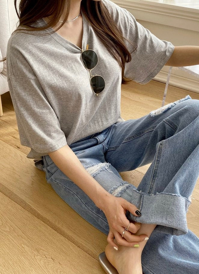 Women’s Basic Simple Thin Cotton Long T Shirts