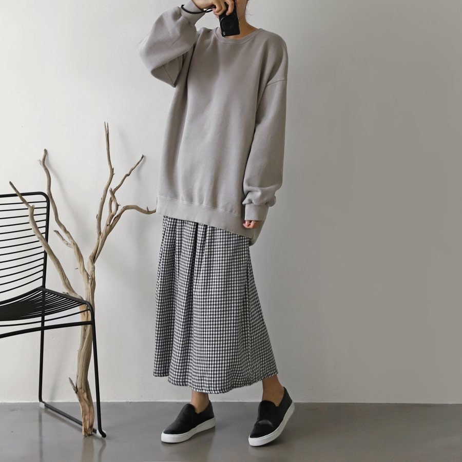 Vintage Pigment Dyed Oversized Sweatshirt | Bio-Washed 100% Cotton Loose Fit Crewneck