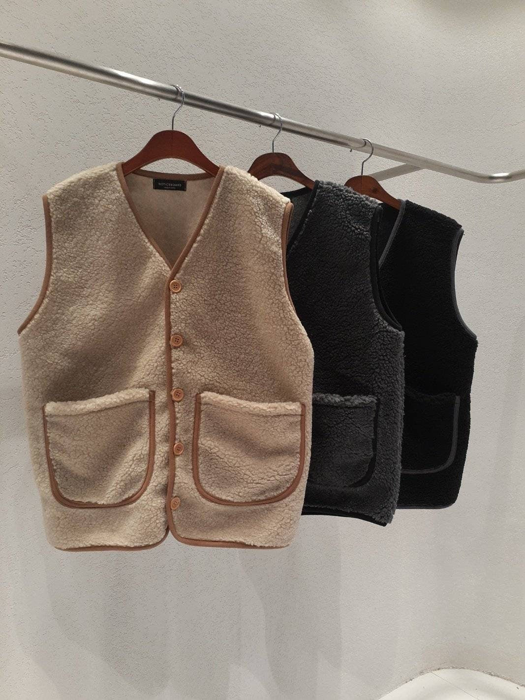 Dumble Fleece Vest: Warm Open Button Fall Winter Outerwear