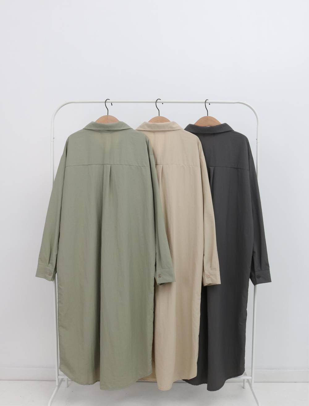 Overfit Button Down Long Shirt Dress Coat – Cotton Blend, Easy Wear