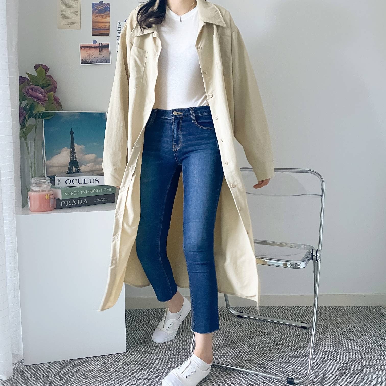 Overfit Button Down Long Shirt Dress Coat – Cotton Blend, Easy Wear