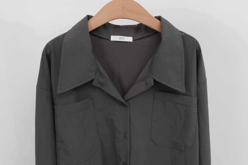 Overfit Button Down Long Shirt Dress Coat – Cotton Blend, Easy Wear