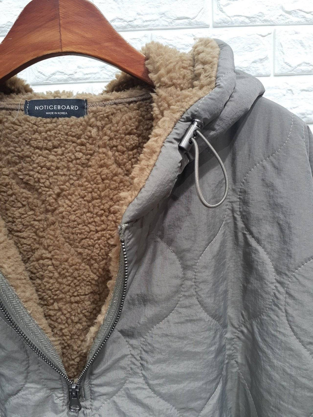 Unisex Dumble Sherpa Hood Quilted Padding Anorak