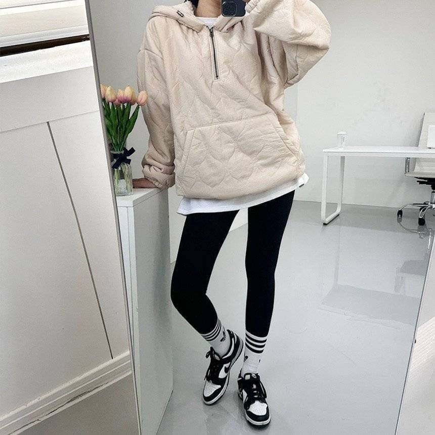 Unisex Dumble Sherpa Hood Quilted Padding Anorak