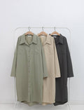 Overfit Button Down Long Shirt Dress Coat – Cotton Blend, Easy Wear