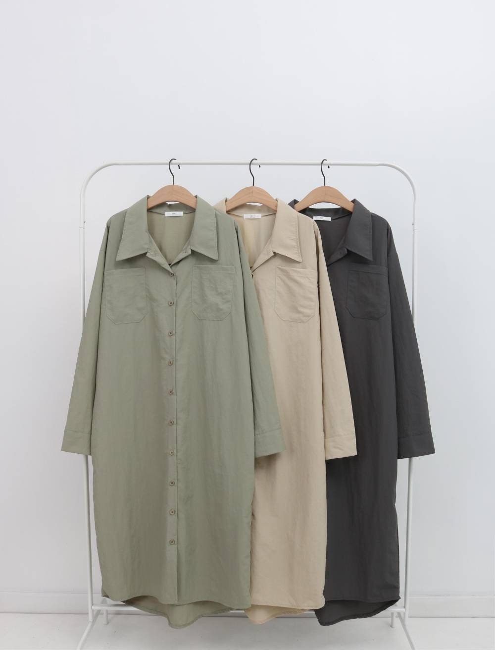 Overfit Button Down Long Shirt Dress Coat – Cotton Blend, Easy Wear