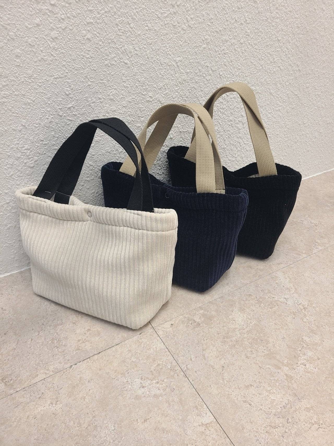 Handmade Soft Bold Thick Cordoroy Handy Tote Bag 2022-2023