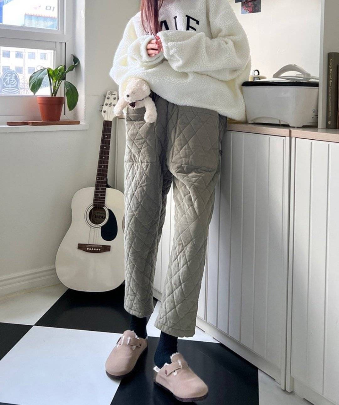 Quilted Thermal Joggers, Padded Winter Trousers, Cozi fit.