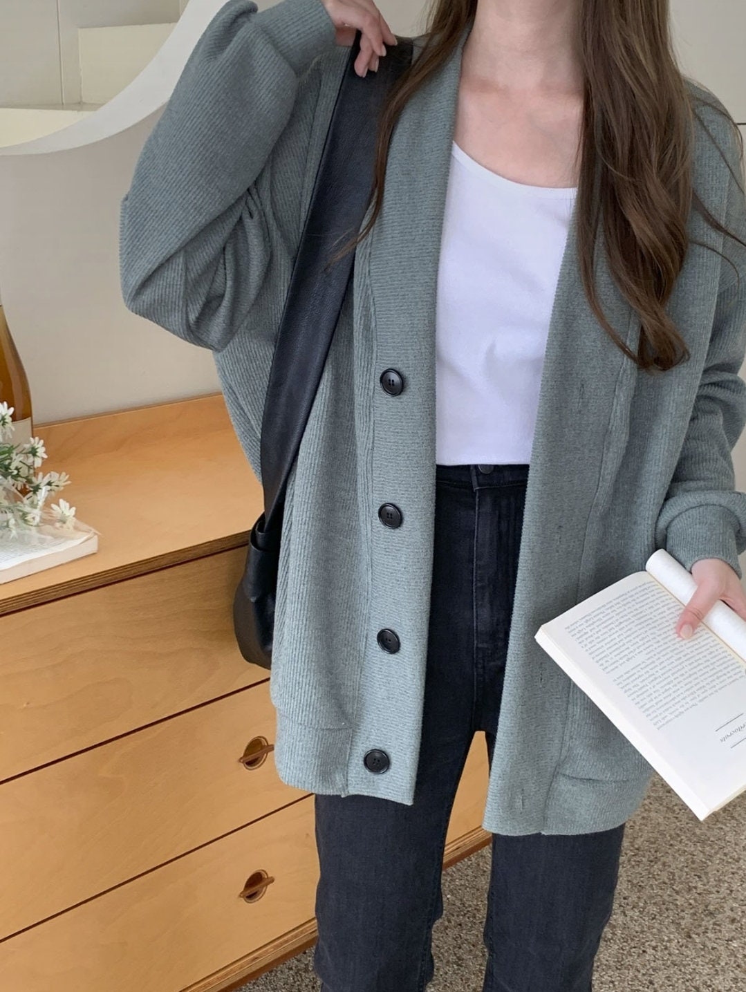 MOI Women’s New Overfit Long Warm Cardigan
