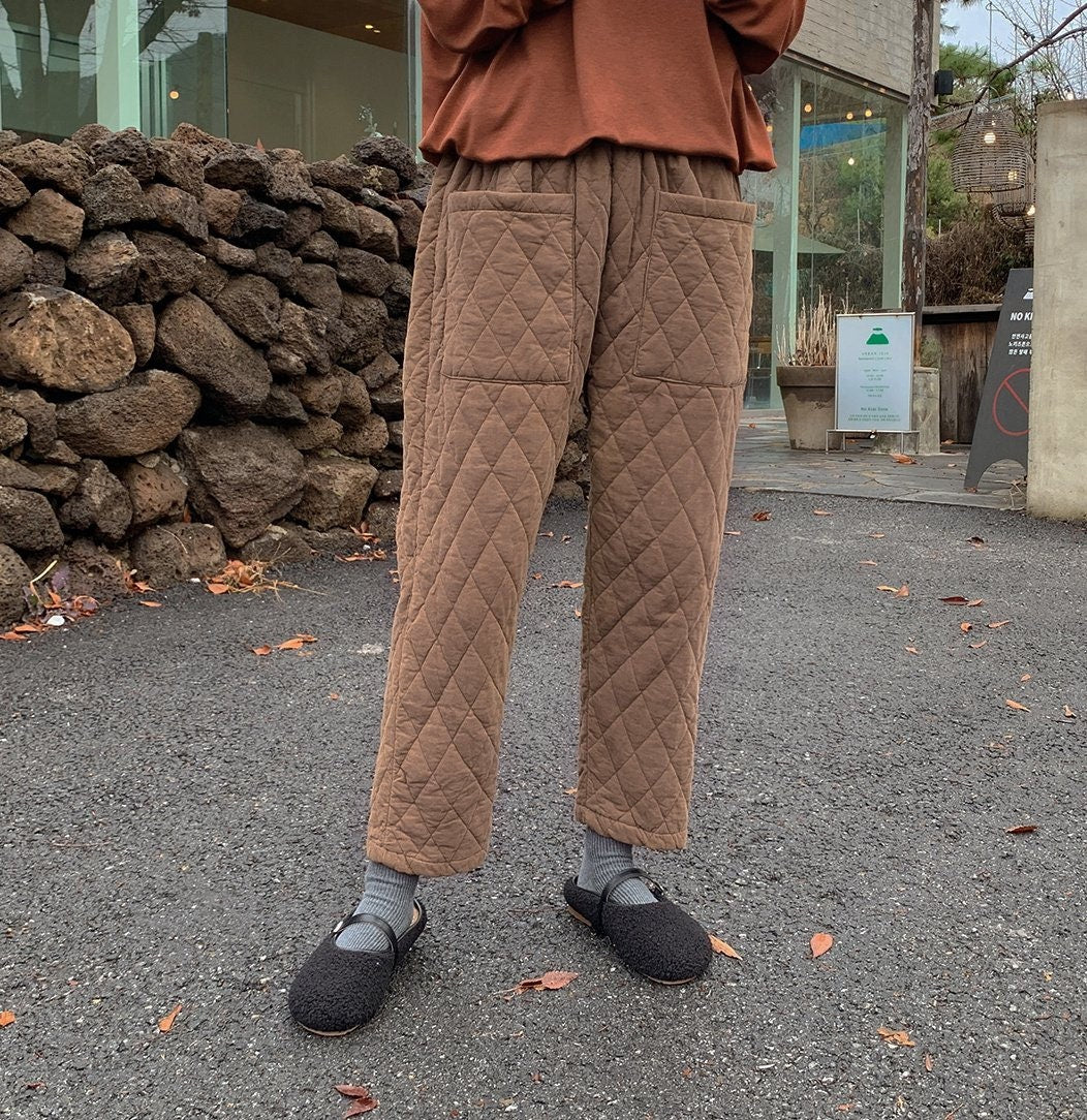Quilted Thermal Joggers, Padded Winter Trousers, Cozi fit.