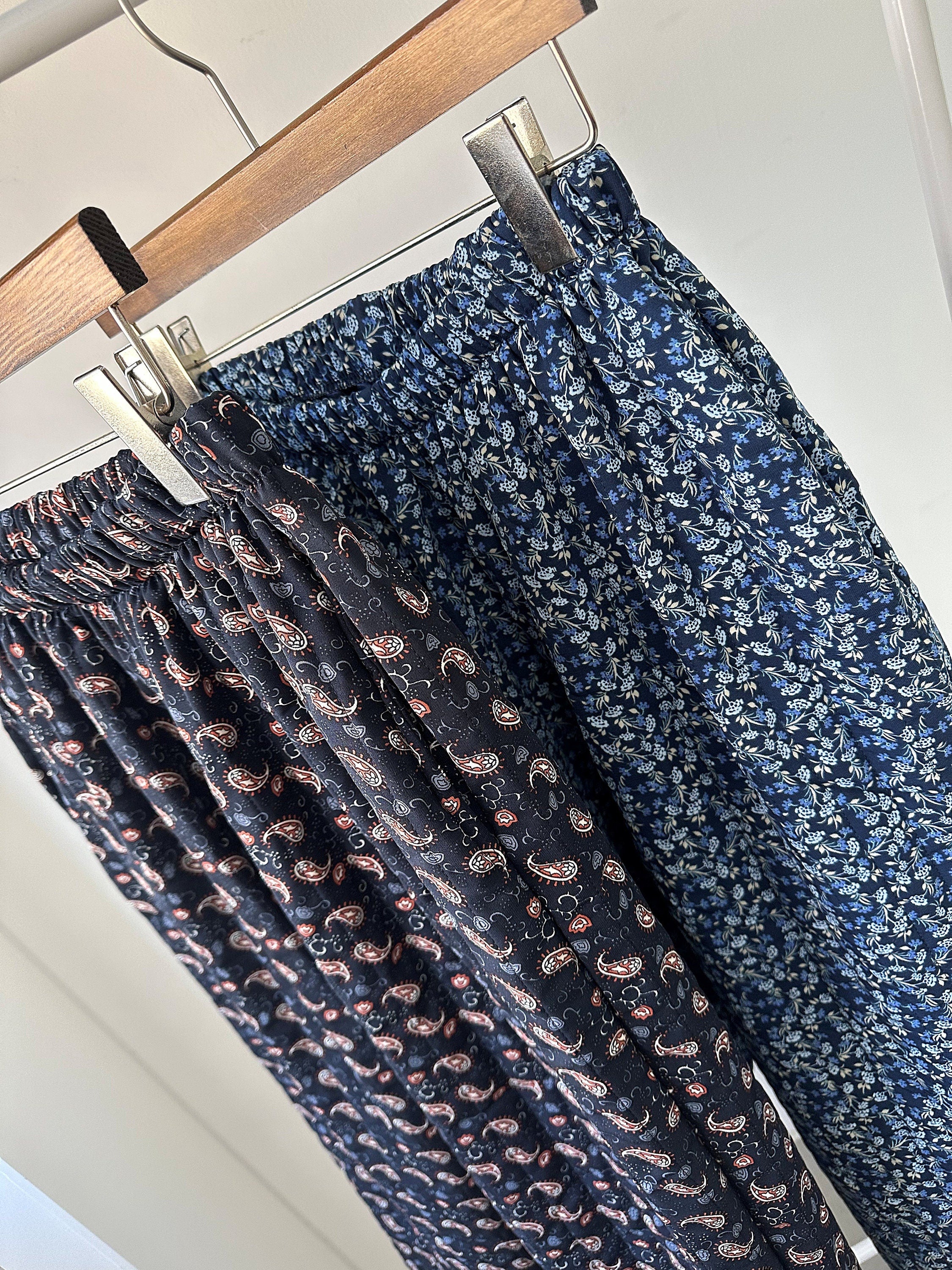 Quilted Padding Baggy fit Paisley Pattern Warm Banding Pants
