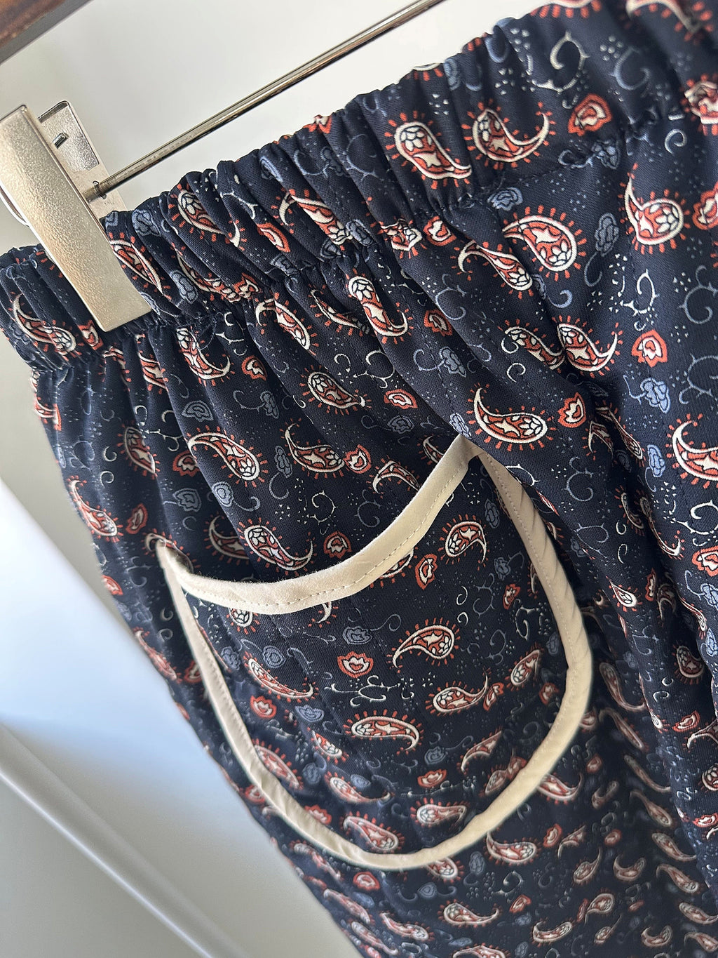 Quilted Padding Baggy fit Paisley Pattern Warm Banding Pants