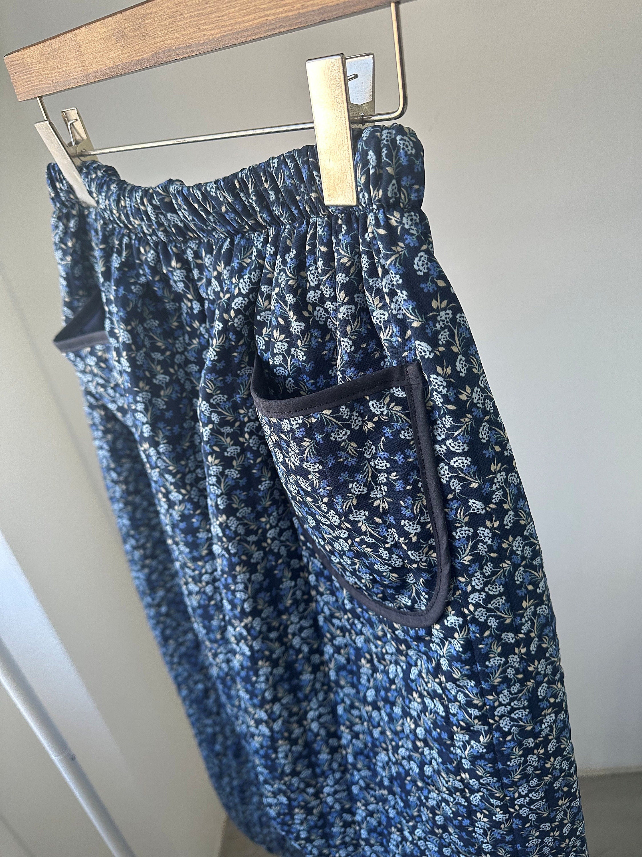 Quilted Padding Baggy fit Paisley Pattern Warm Banding Pants