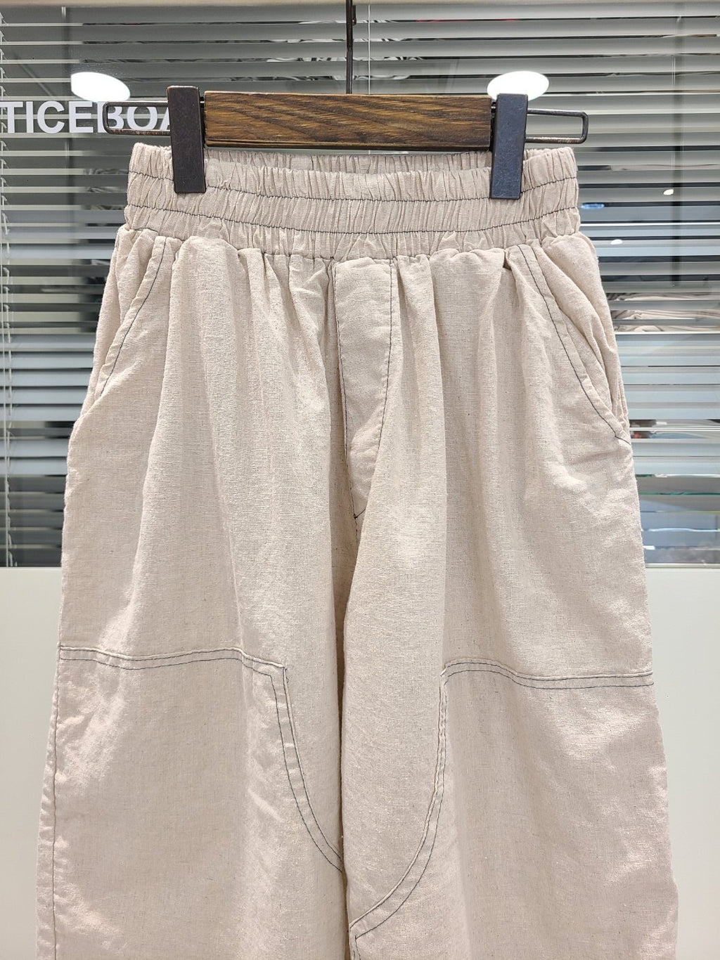 Cotton/Linen Cropped Baggy Wide Leg Pants
