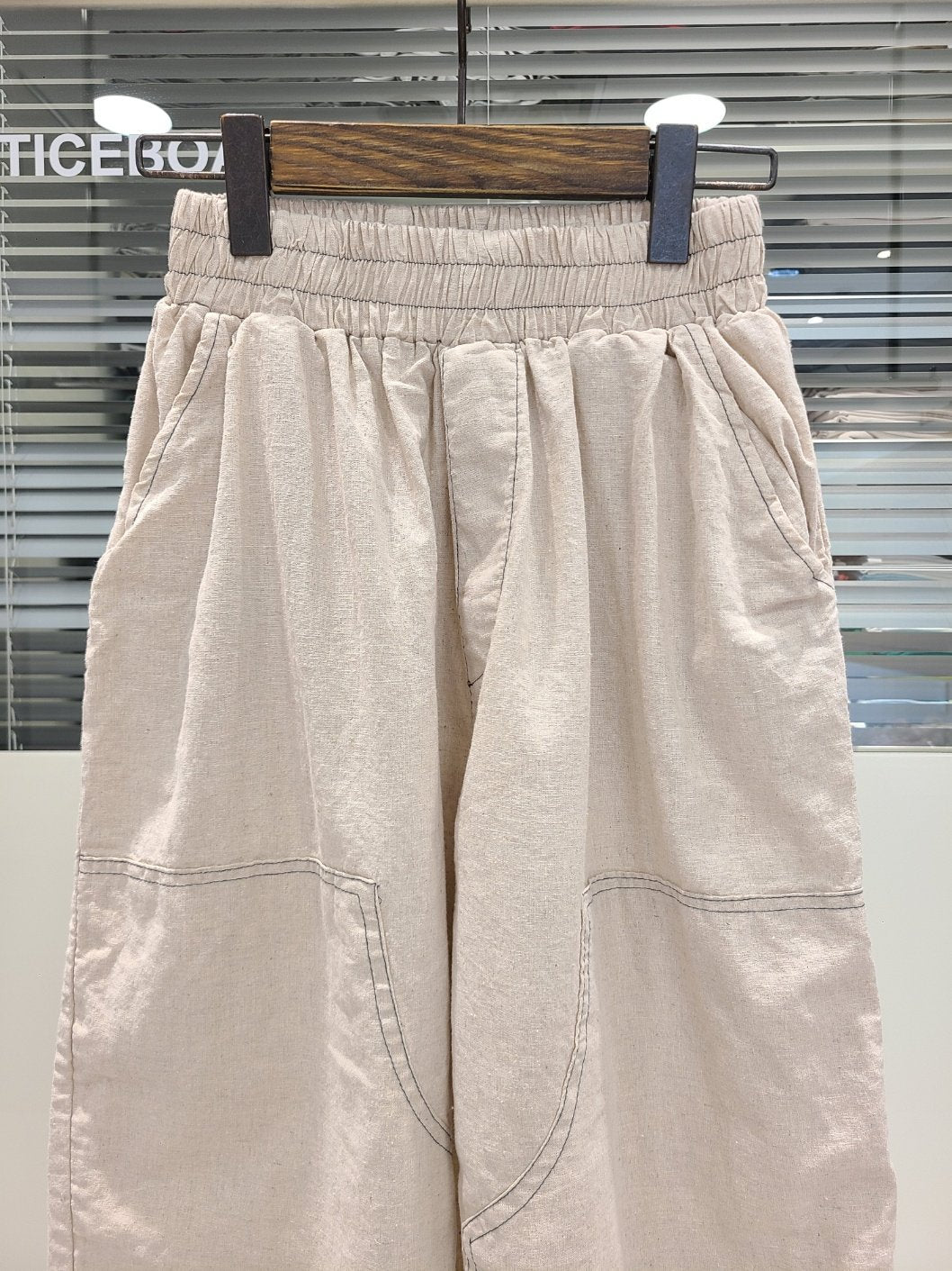 Cotton/Linen Cropped Baggy Wide Leg Pants