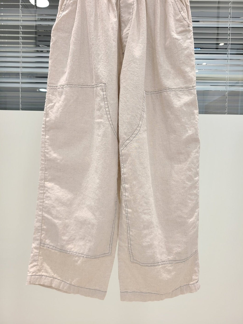 Cotton/Linen Cropped Baggy Wide Leg Pants