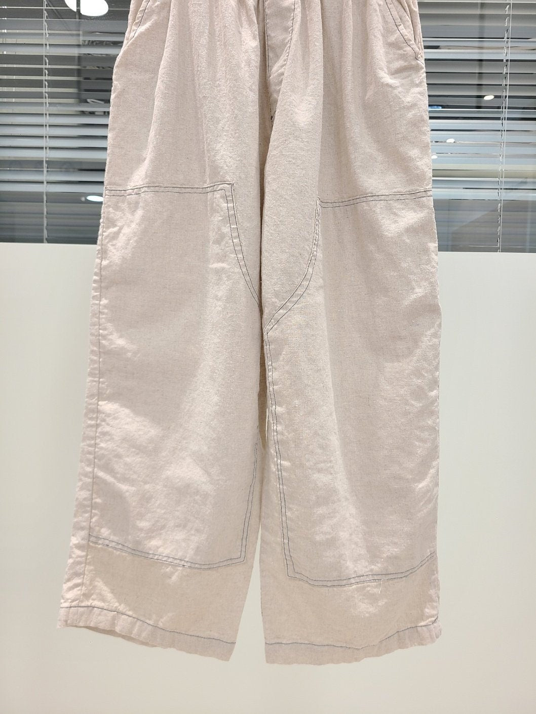 Cotton/Linen Cropped Baggy Wide Leg Pants
