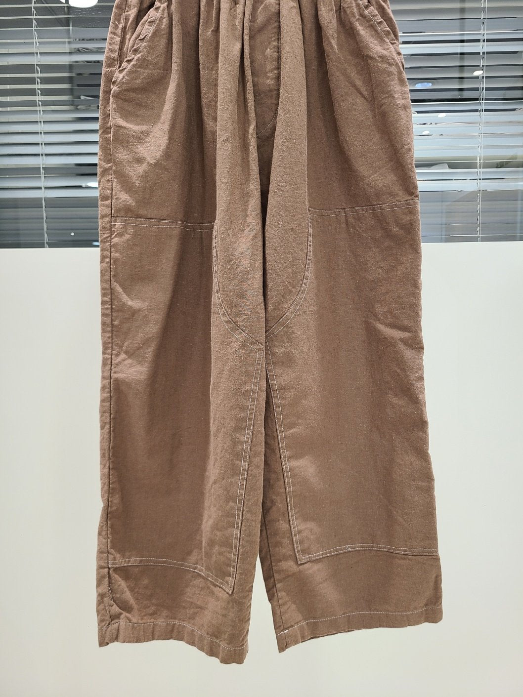 Cotton/Linen Cropped Baggy Wide Leg Pants