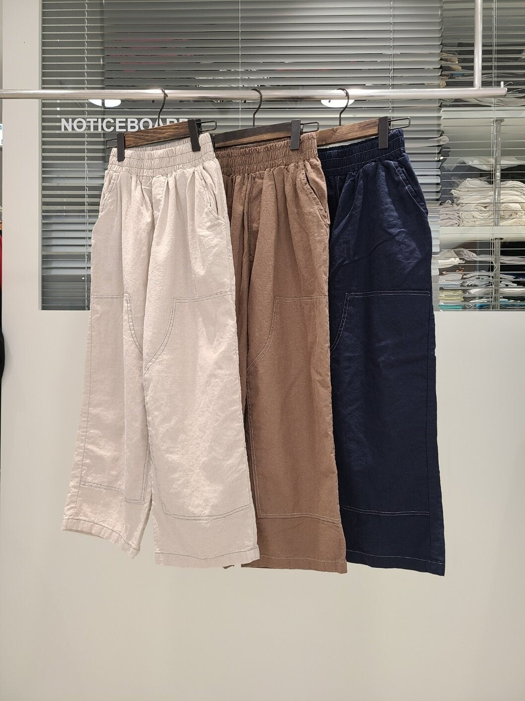 Cotton/Linen Cropped Baggy Wide Leg Pants