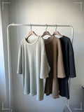 Waffle Texture Cotton Top, Minimalist Oversized T-Shirt, Neutral Everyday Wear