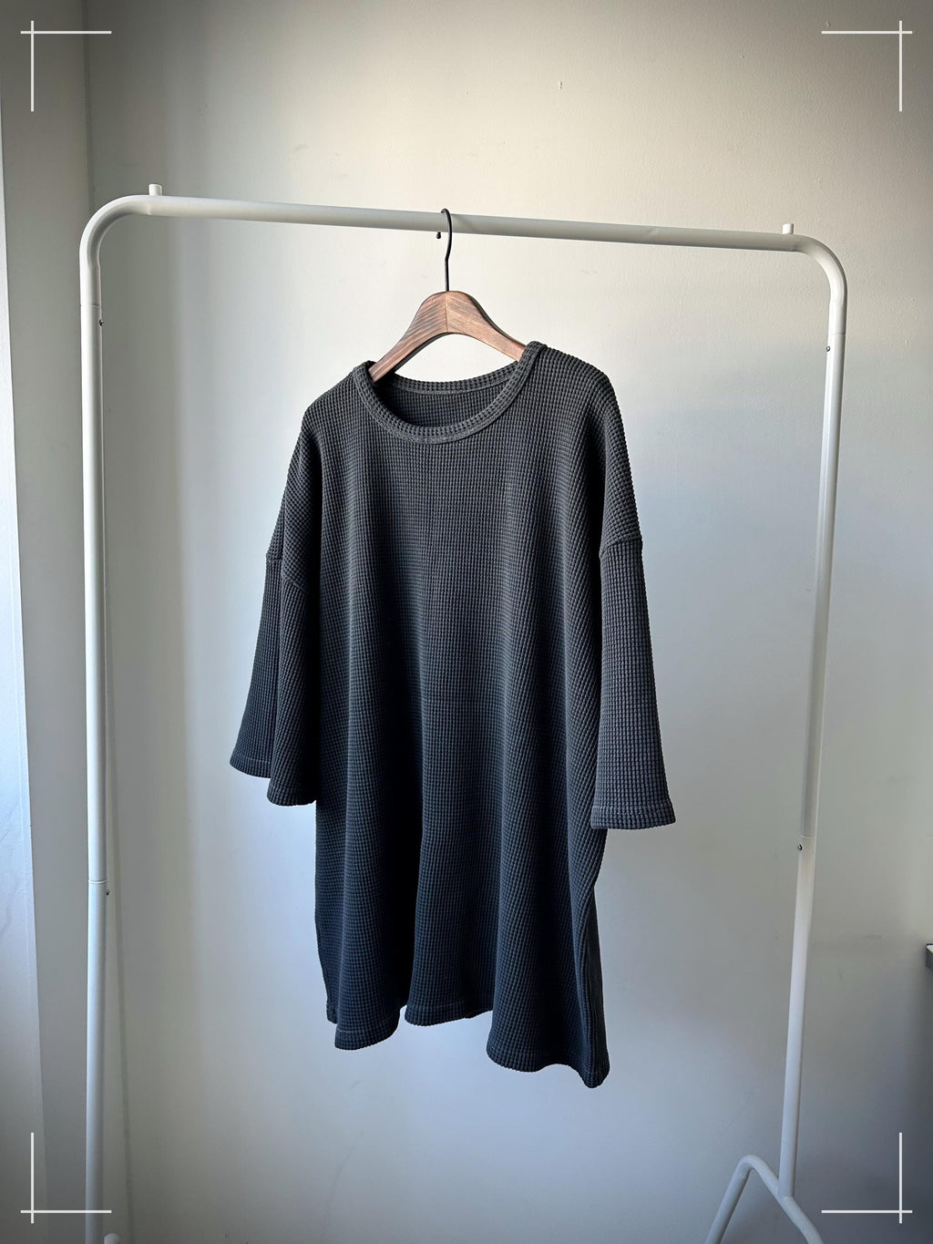 Waffle Texture Cotton Top, Minimalist Oversized T-Shirt, Neutral Everyday Wear