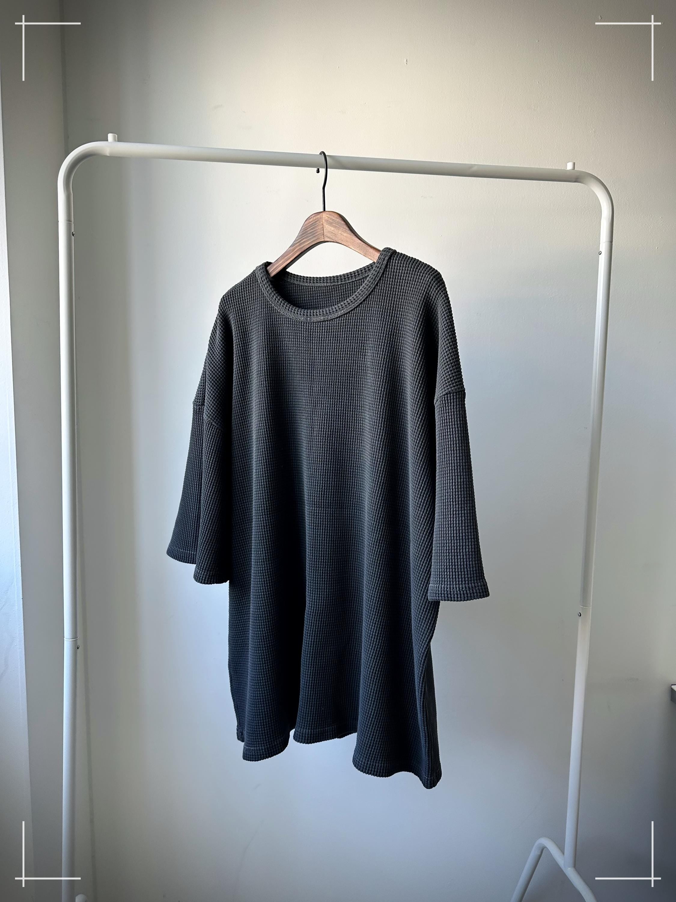 Waffle Texture Cotton Top, Minimalist Oversized T-Shirt, Neutral Everyday Wear
