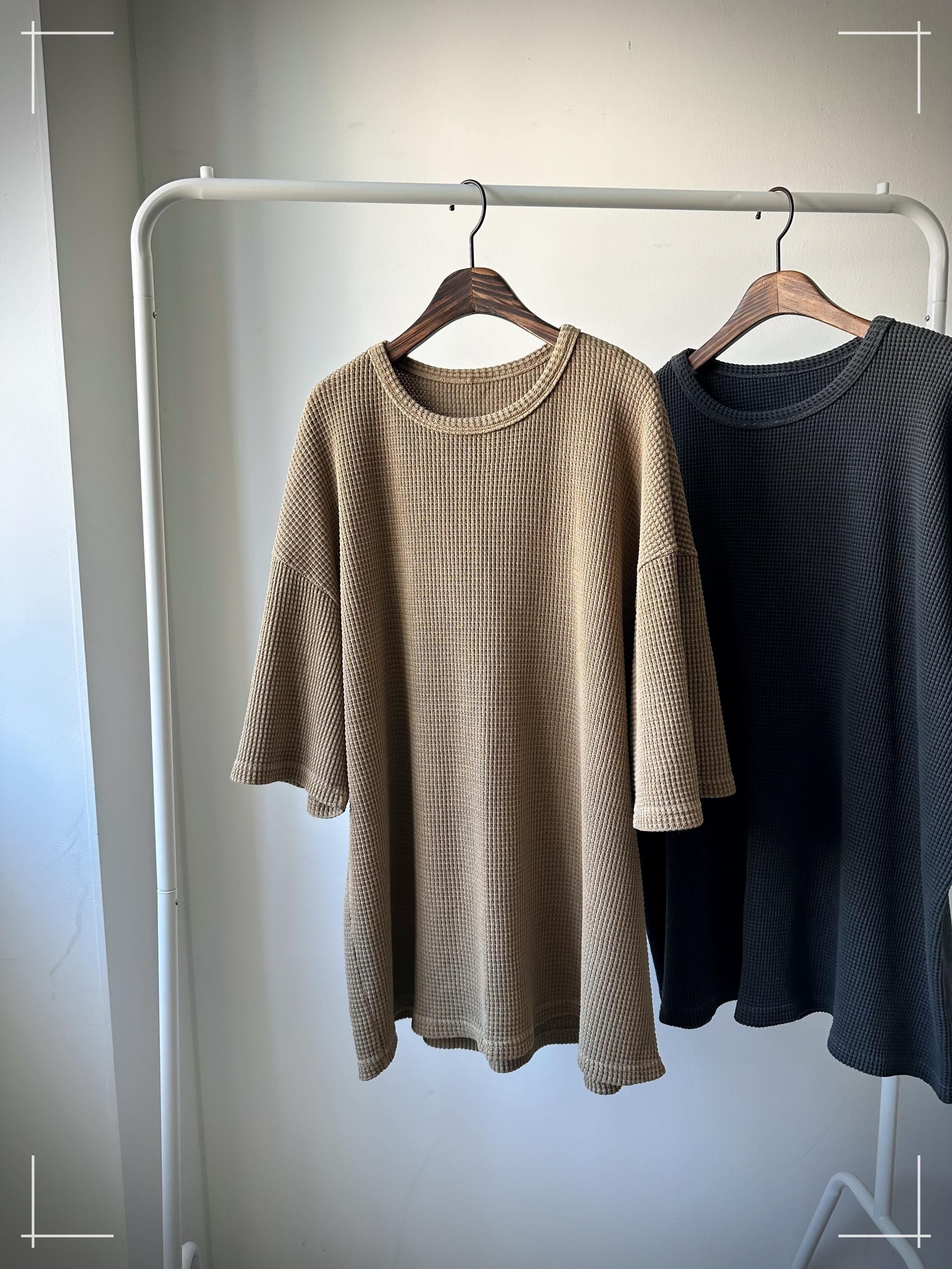 Waffle Texture Cotton Top, Minimalist Oversized T-Shirt, Neutral Everyday Wear