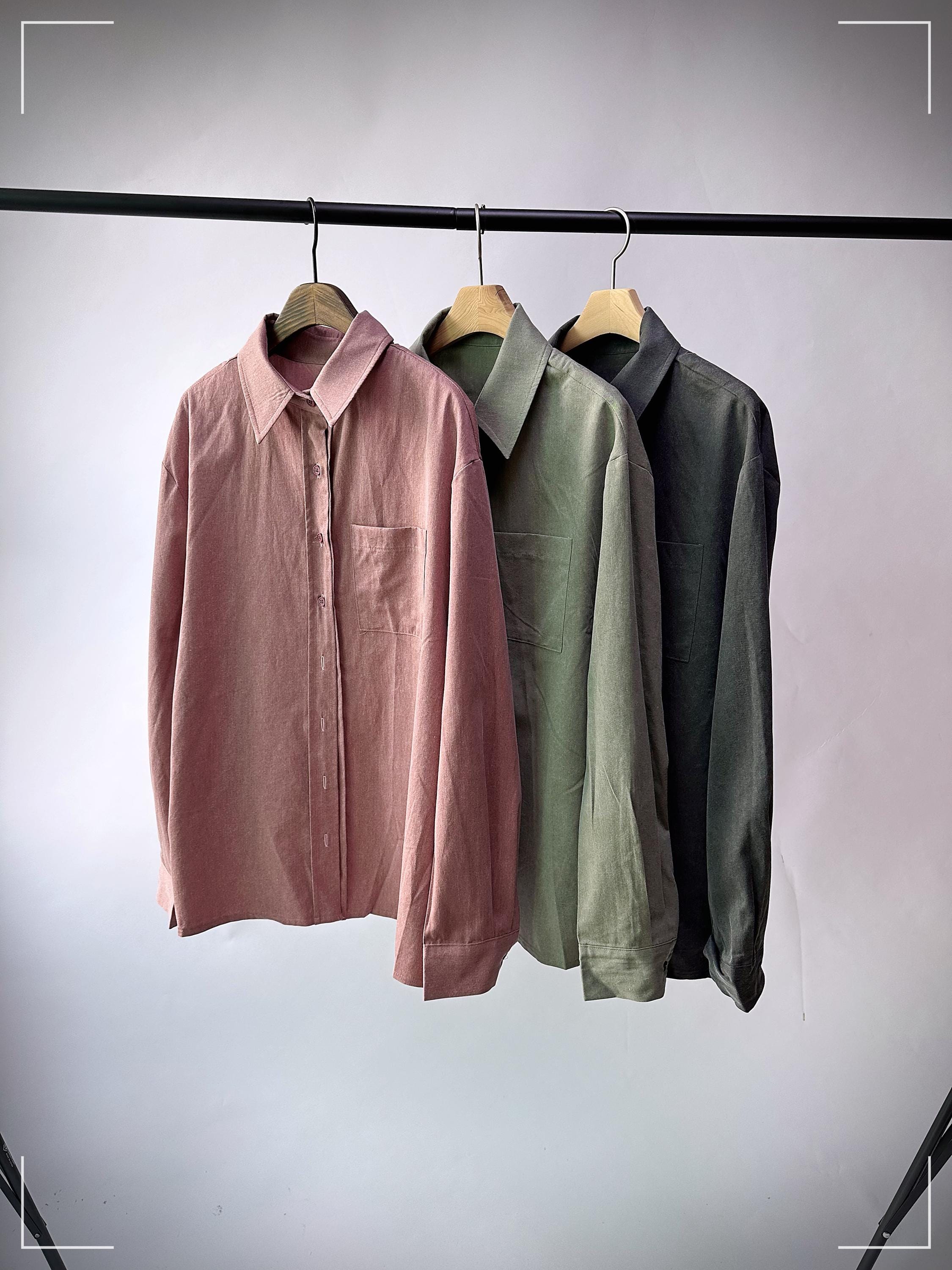 Pigment-Dyed Cotton Blend Shirt | Dusty Rose, Vintage-Inspired Top