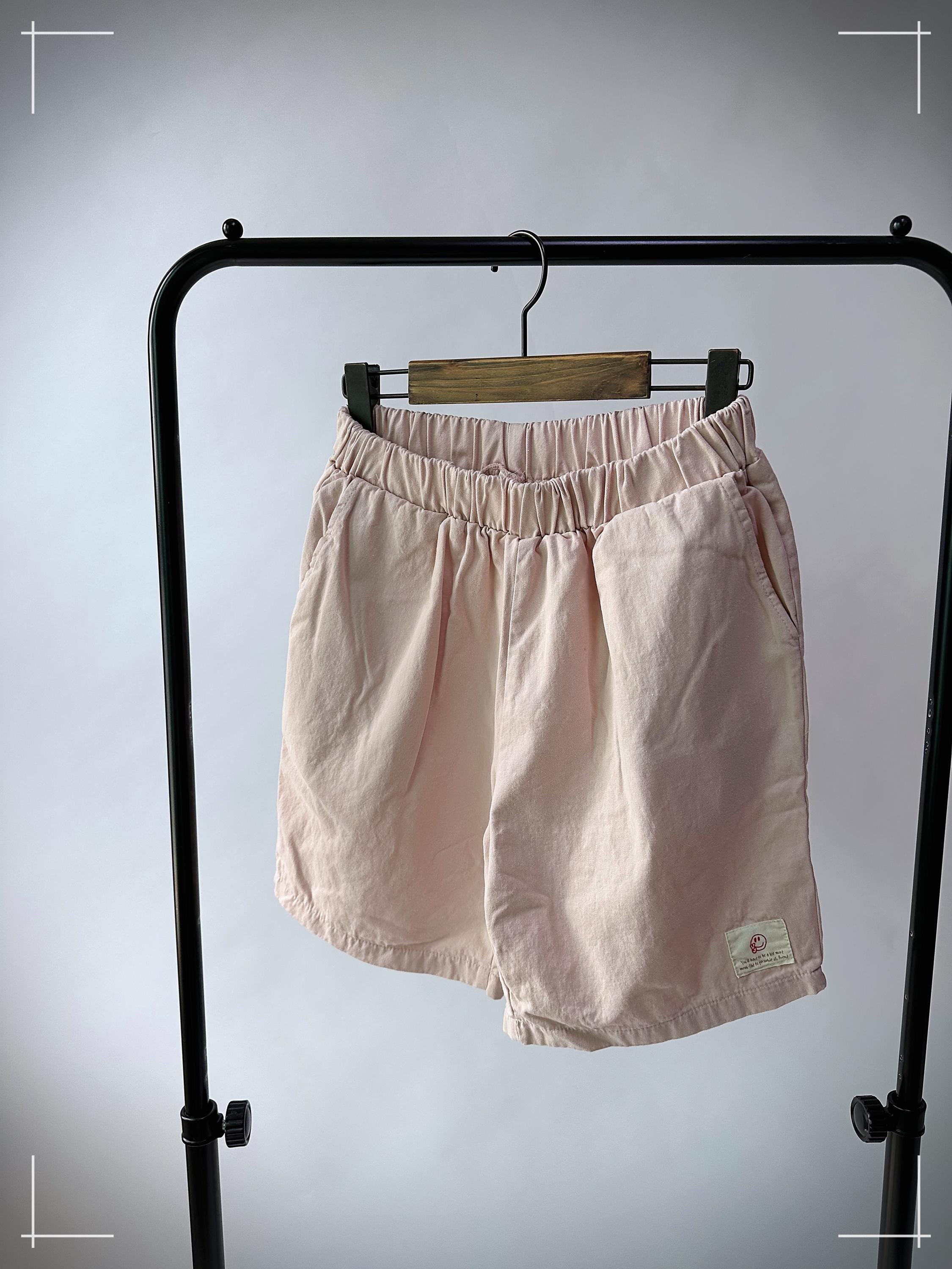 100% Cotton Daily Shorts Mid-Rise Elastic Waist Earth-tone Summer Shorts