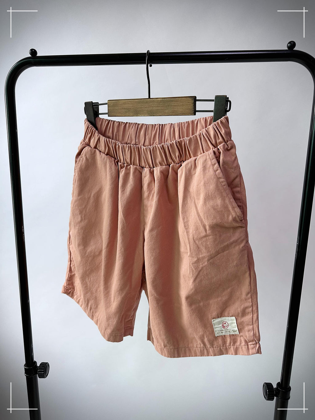 100% Cotton Daily Shorts Mid-Rise Elastic Waist Earth-tone Summer Shorts