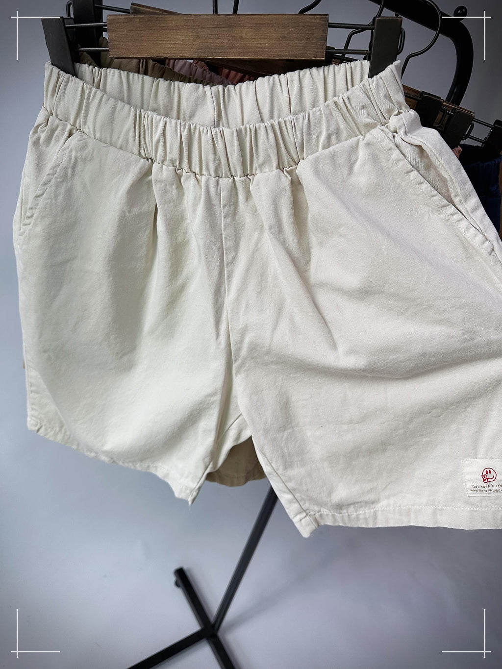 100% Cotton Daily Shorts Mid-Rise Elastic Waist Earth-tone Summer Shorts
