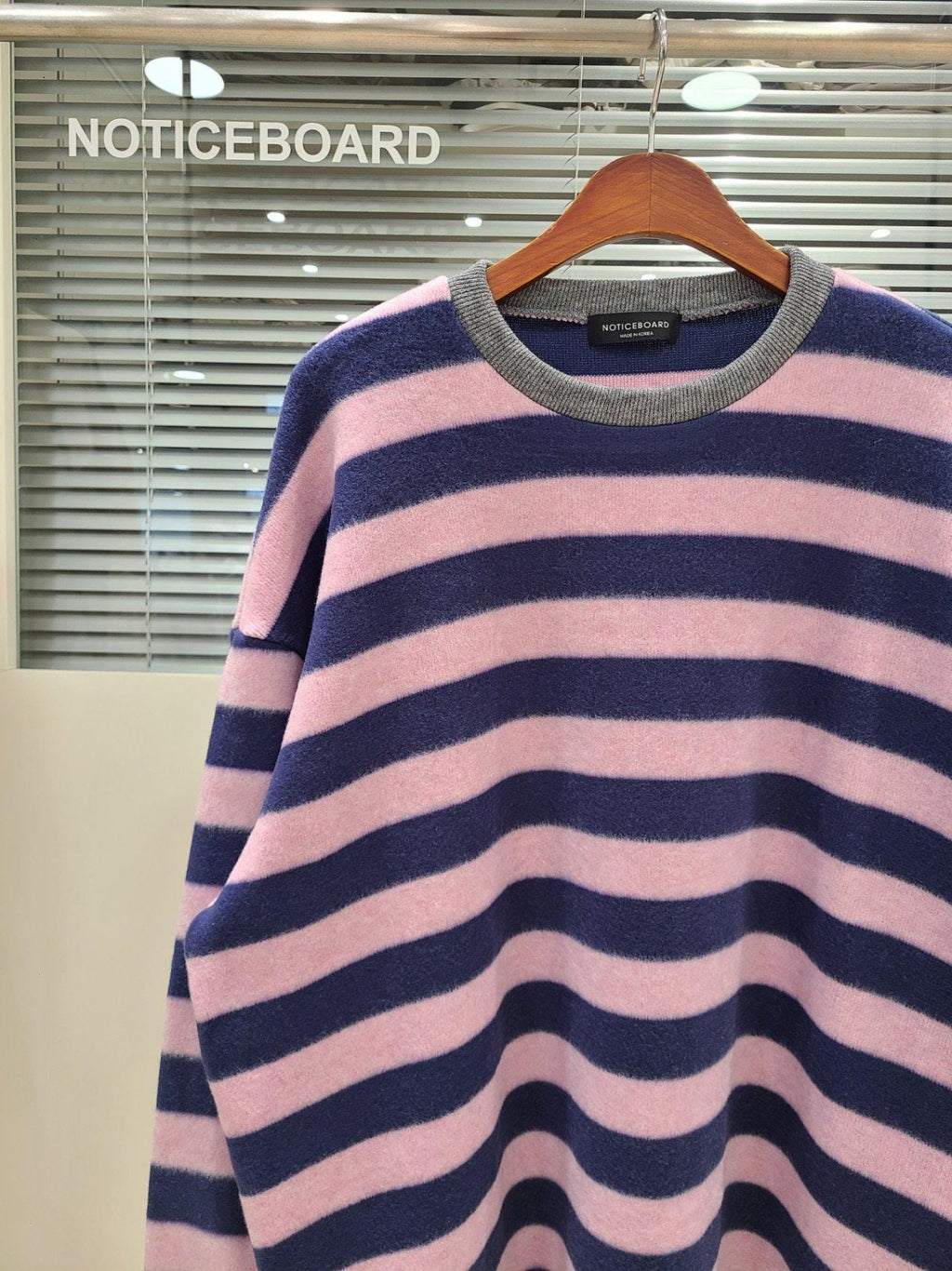 Oversized Fuzzy Knit Striped Sweater, Soft Pullover