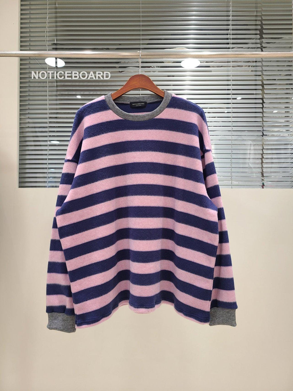 Oversized Fuzzy Knit Striped Sweater, Soft Pullover