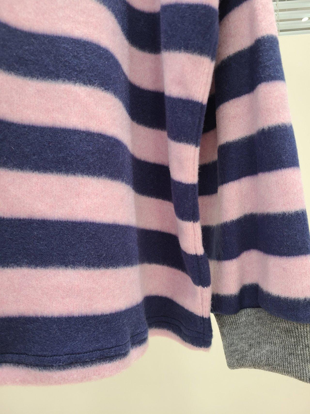 Oversized Fuzzy Knit Striped Sweater, Soft Pullover